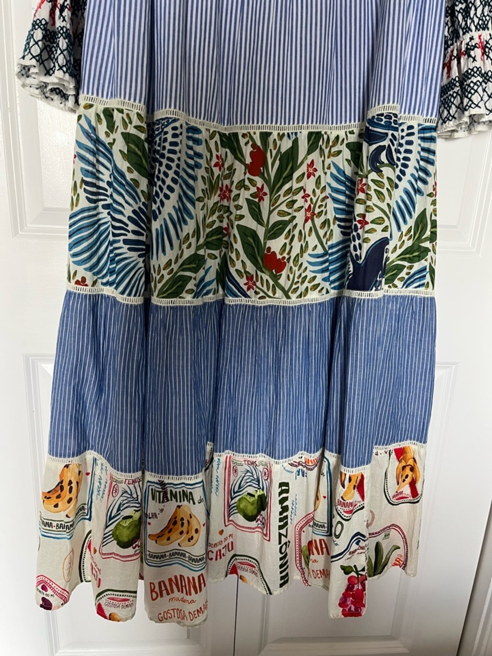 FARM Rio Blue, White & Multicolor Patchwork Maxi Dress - Picture 6 of 16